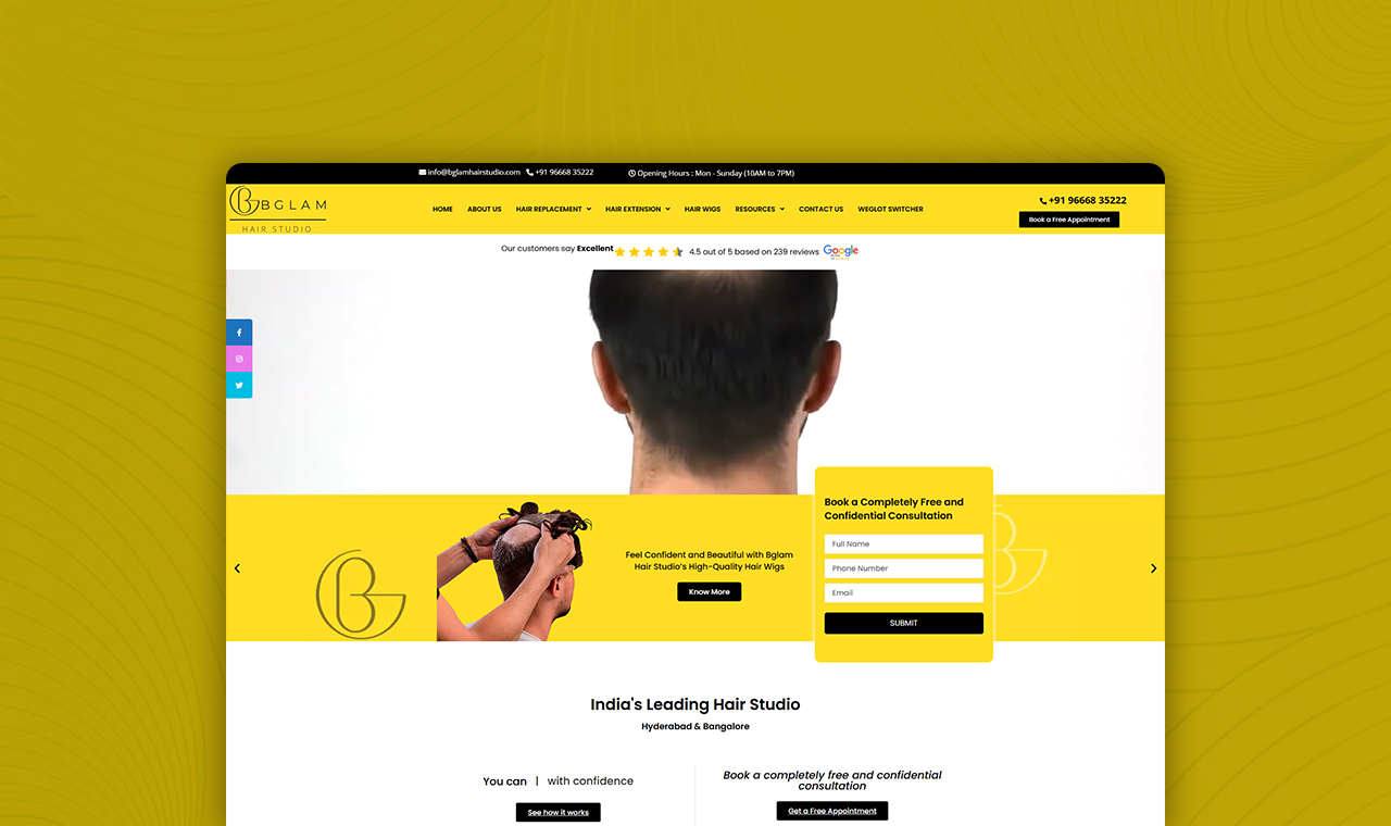 Website mockup Bglam